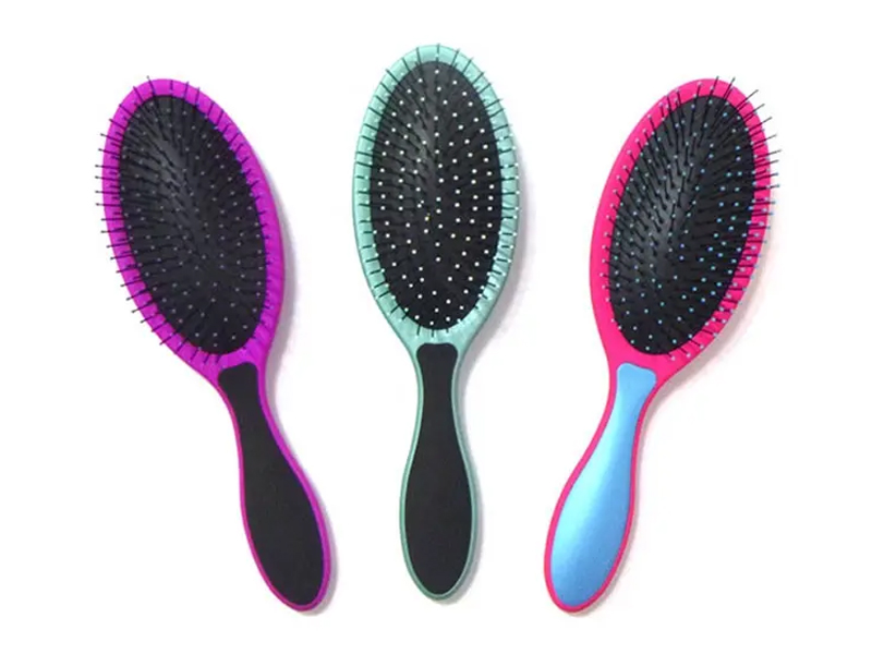 Szczotka do włosów 360 Tangle Multi Color, owalna, czarna, falowana Denman